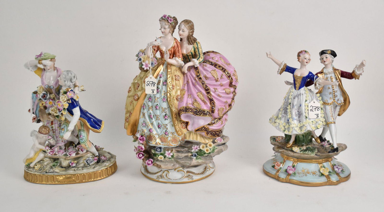 Three After-Dresden Porcelain Figural Groups -20th (1 of 13)