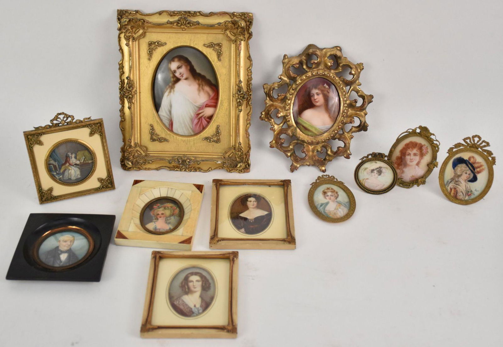 11 Pieces Hand Painted Framed Portraits, Some Miniature (1 of 11)