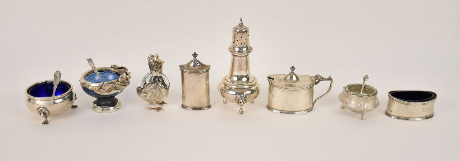 11 Pcs. Silver Salt Cellars & Shakers - five pieces and (1 of 4)