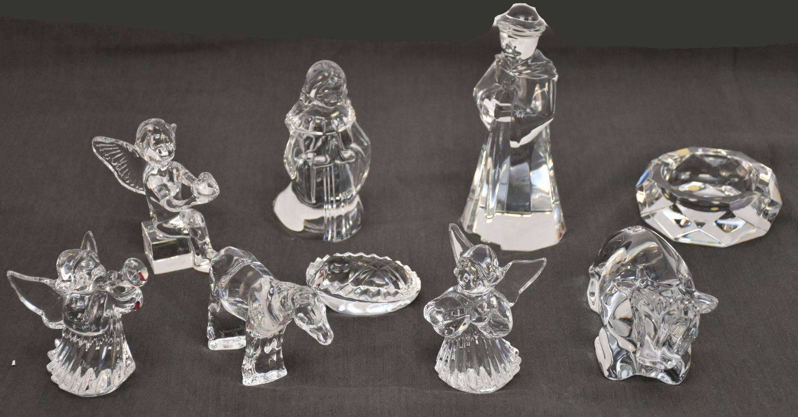 9 Pieces Baccarat Crystal, Incl; Baby Jesus, Mary, (1 of 6)