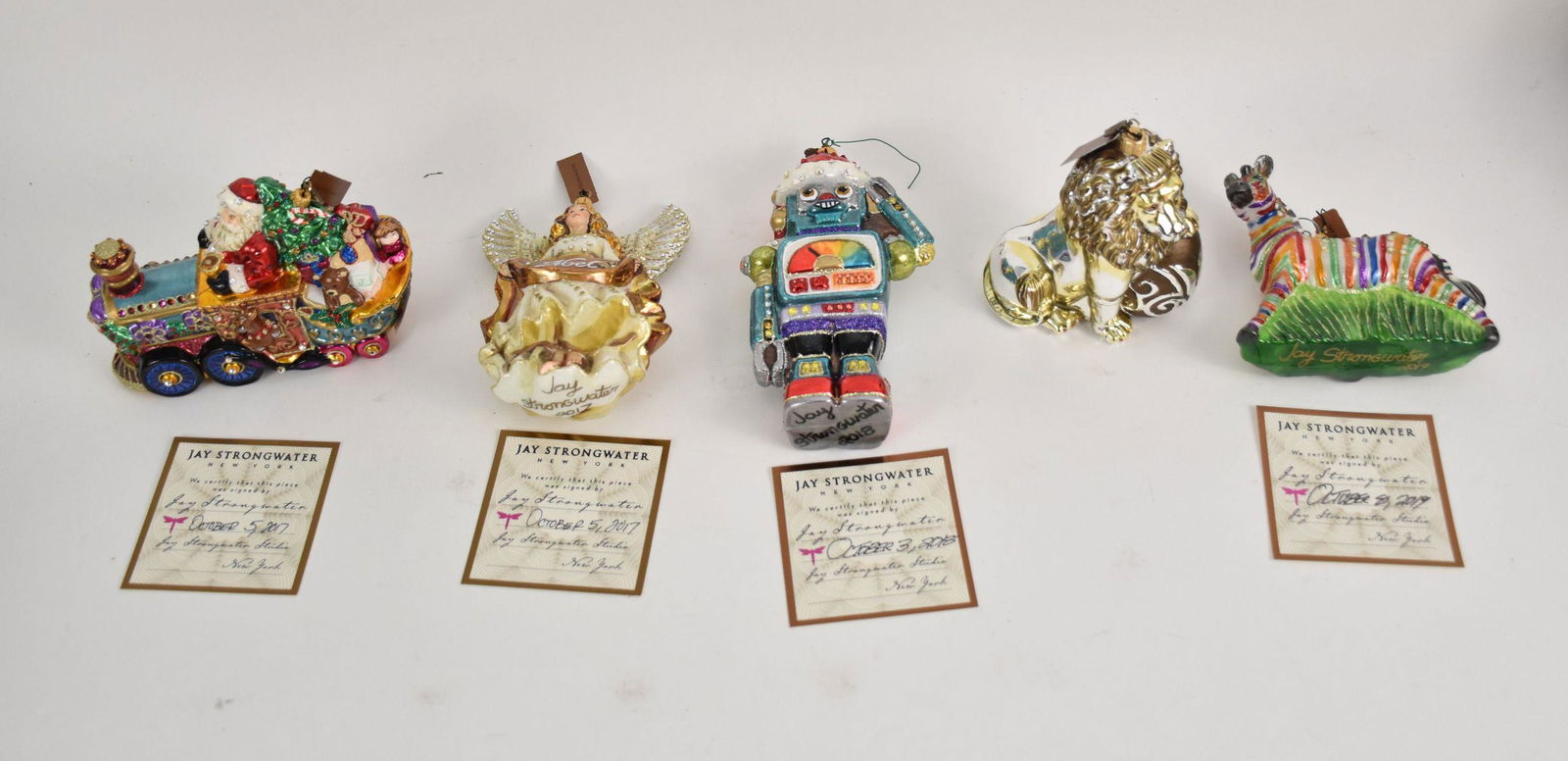 6 Jay Strongwater Glass Ornaments. Vintage Toy Robot (1 of 12)