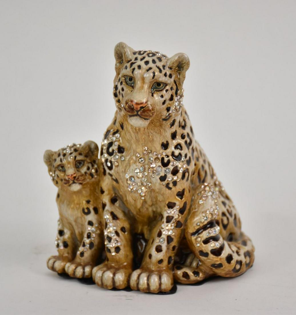 Jay Strongwater Mother & Baby Cheetah Figurine. Ht. (1 of 7)