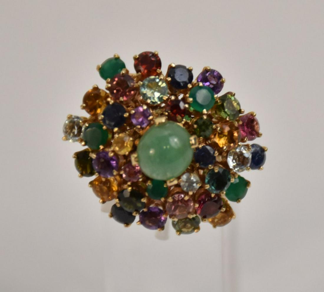 14K Yellow Gold  Multi Color Cluster Ring. Size 6 (1 of 3)