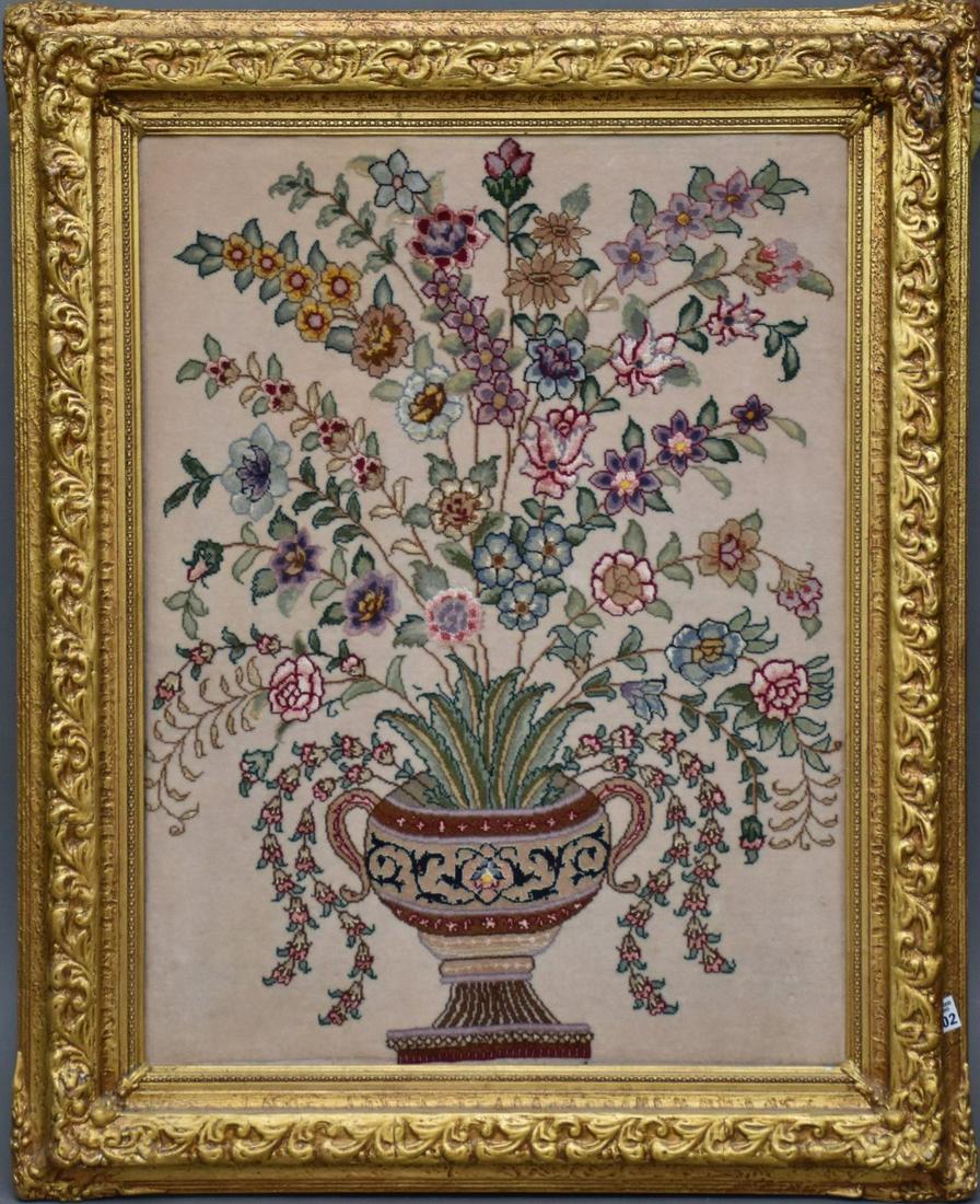 Persian Handmade Silk Rug With Still Life Scene 22” x (1 of 2)