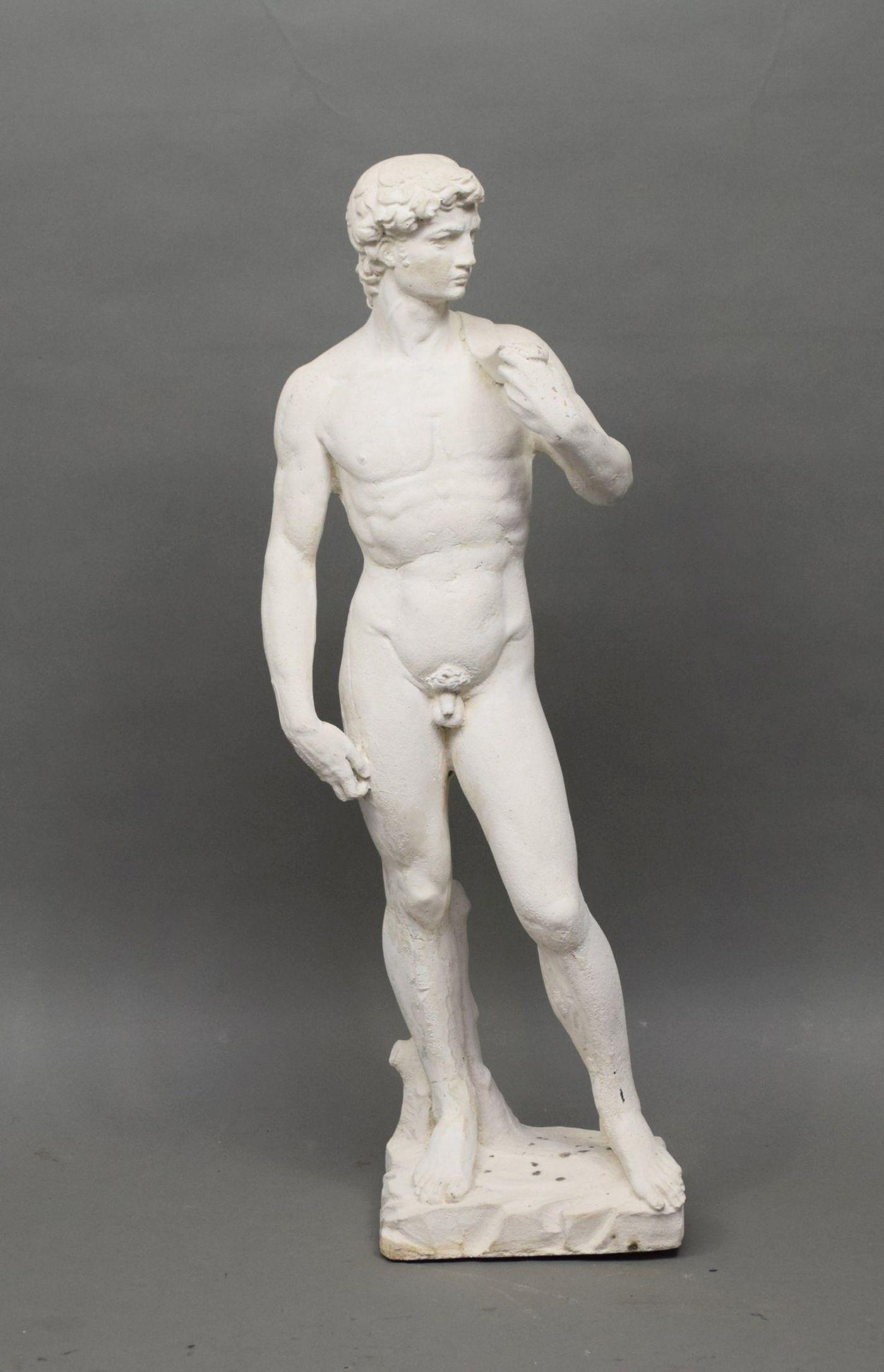 Cement Garden Statue of Michelangelo's David - 33" H. (1 of 4)