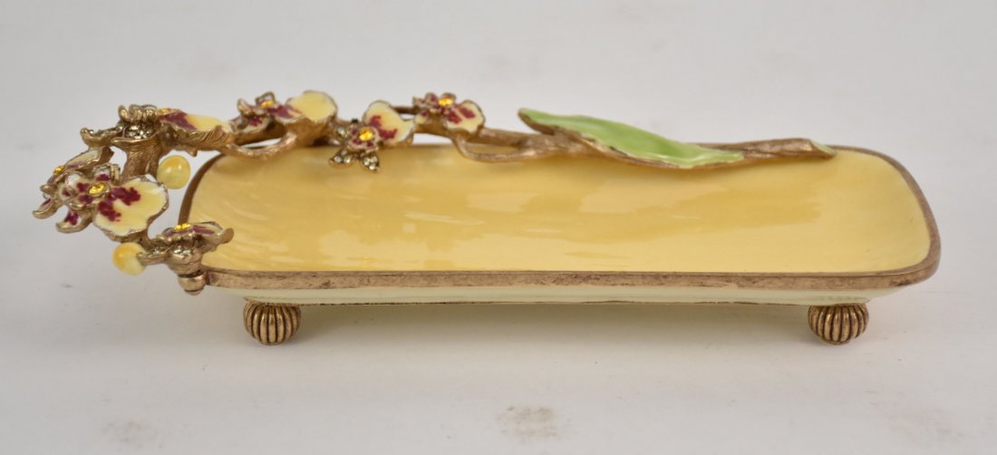 Jay Strongwater Orchid Tray. 9” x 3.25”: Jay Strongwater Orchid Tray. 9” x 3.25” With original box