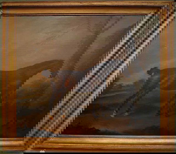 Francis Sartorius the Elder (BRITISH, 1734-1804) U: Francis Sartorius the Elder (BRITISH, 1734-1804) Unsigned, oil on canvas, Portrait of a Bay Hunter and Dog, Provenance: Sir John Smith of Sydling St. Nicholas in Dorset, to Sir John Smith Marriot of B