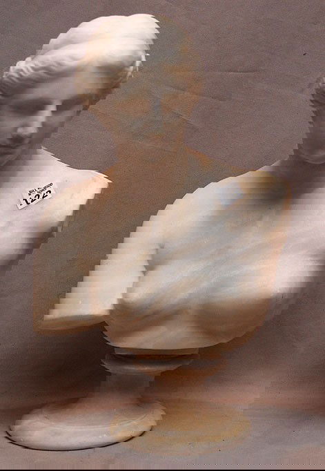 19th Century classical alabaster Female nude bust,: 19th Century classical alabaster Female nude bust, 17"tall