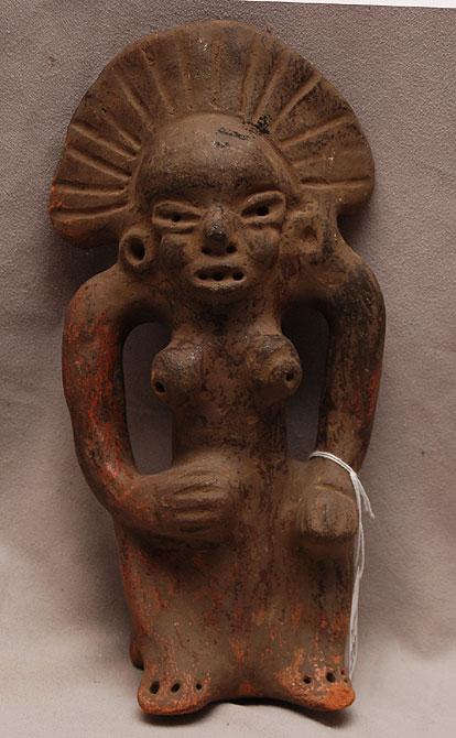 Pre-Colombian figure of a high ranking woman. App: Pre-Colombian figure of a high ranking woman. Approx: 10.50" high x 5.25" wide