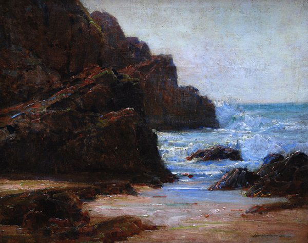 Jack Wilkinson Smith American California Seascap: Jack Wilkinson Smith (AMERICAN, 1873-1949) California Rocky Seashore, oil on canvas, 16"x20"