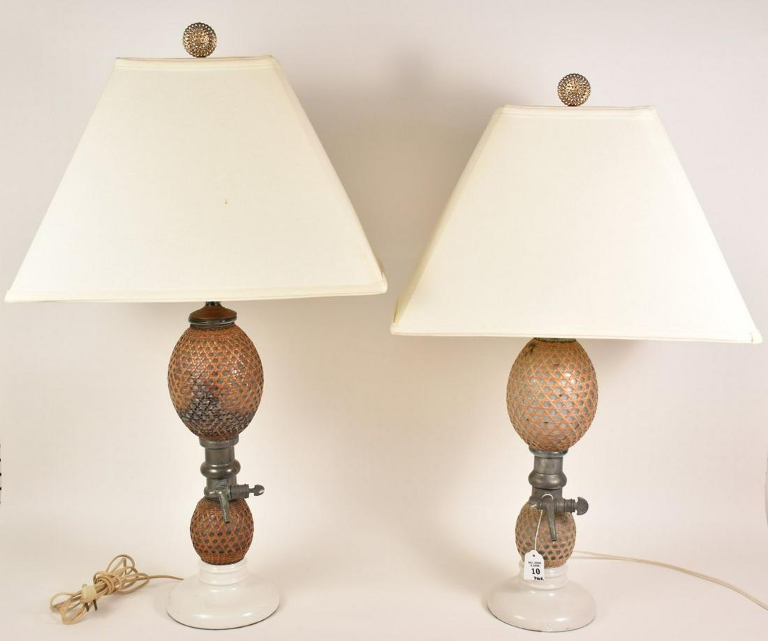 Pair Antique French Briet Brevete Seltzer Bottle Lamps (1 of 6)