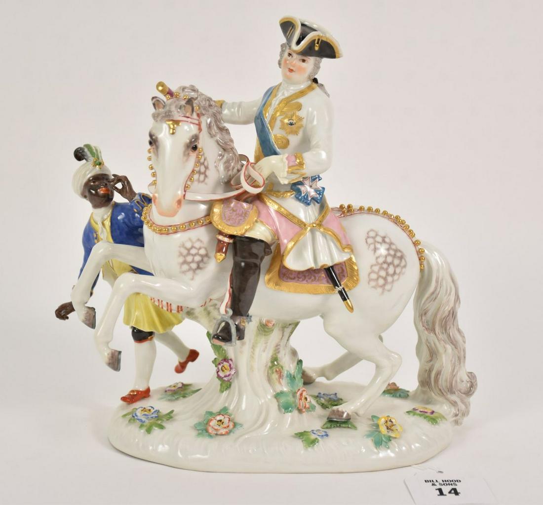 Meissen German Porcelain Group of a Colonel Rider with (1 of 9)