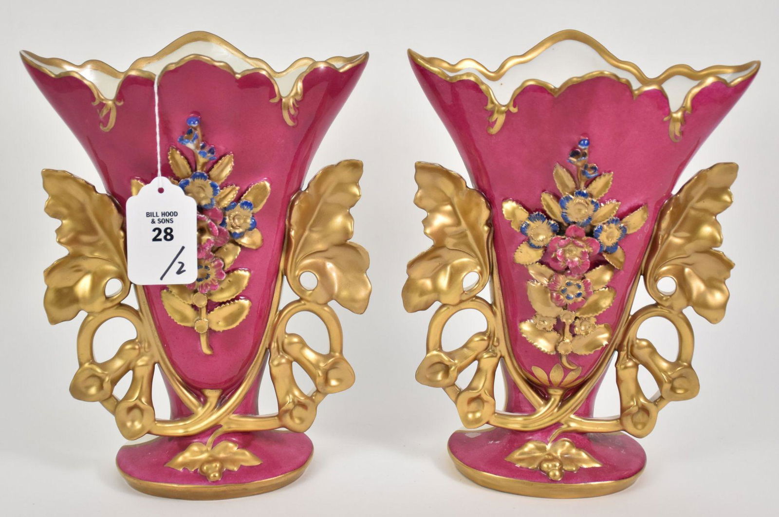 Pair Old Paris Porcelain with hand painted gilt and (1 of 7)