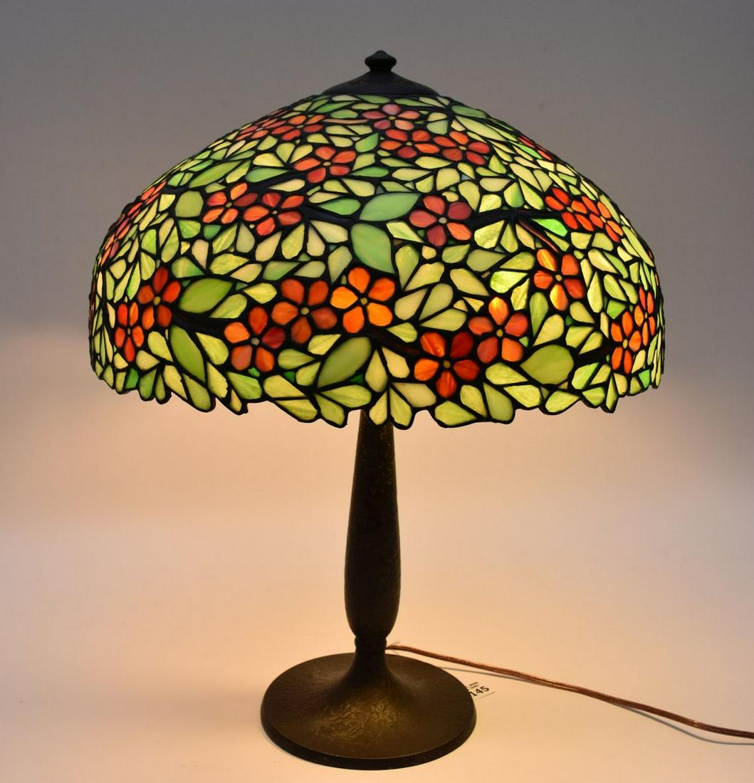 Handel Leaded shade and metal base. Signed. (1 of 12)