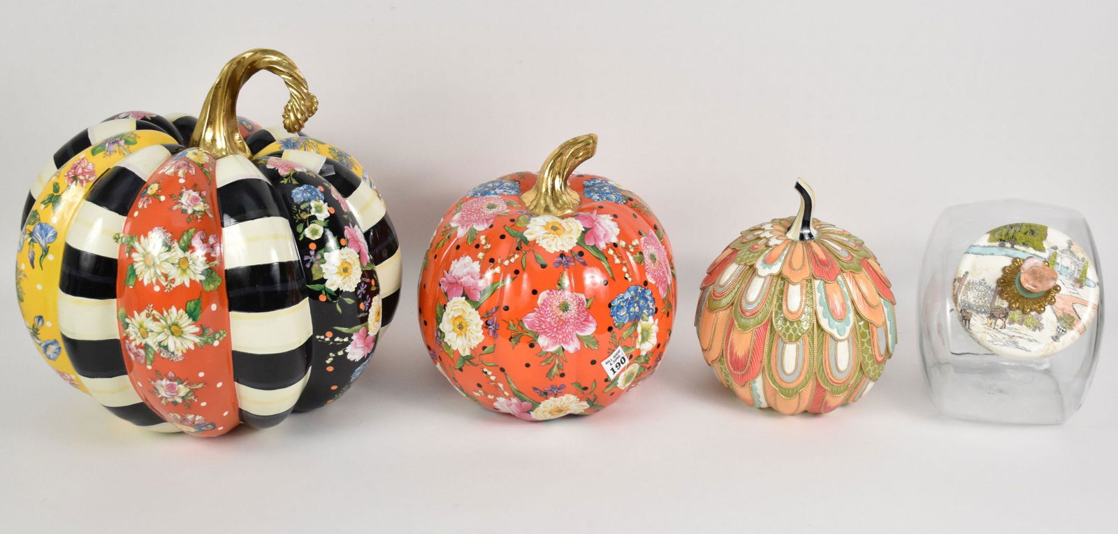 4 Pcs. Mackenzie Childs, 3 Multi Color Pumpkins and 1 (1 of 8)