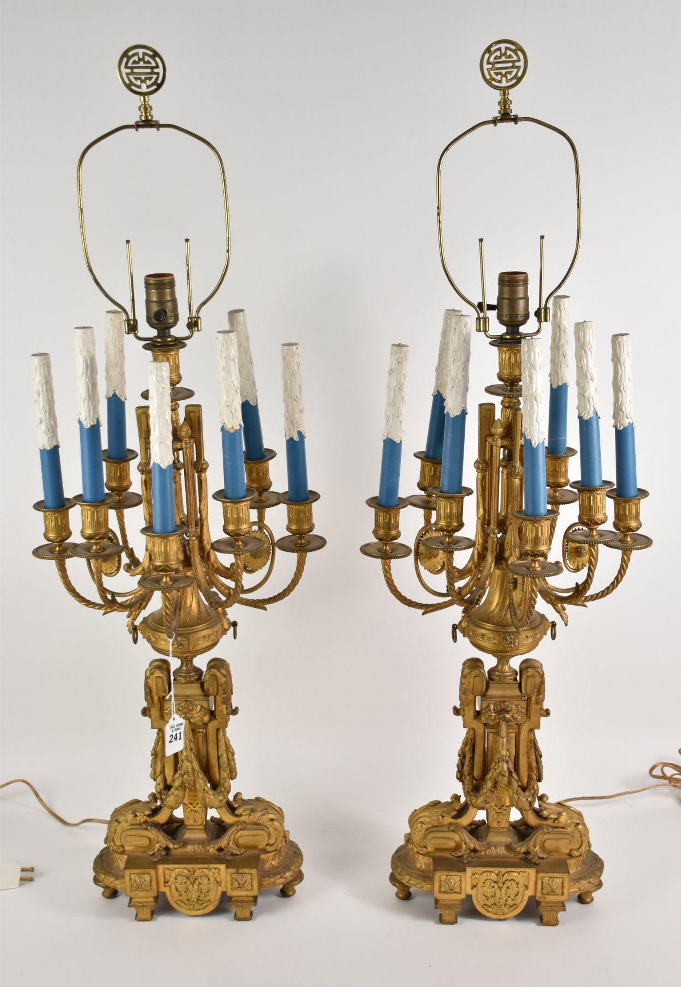 Pair Bronze French Empire 7 Branch Candelabra, 29"h to (1 of 9)