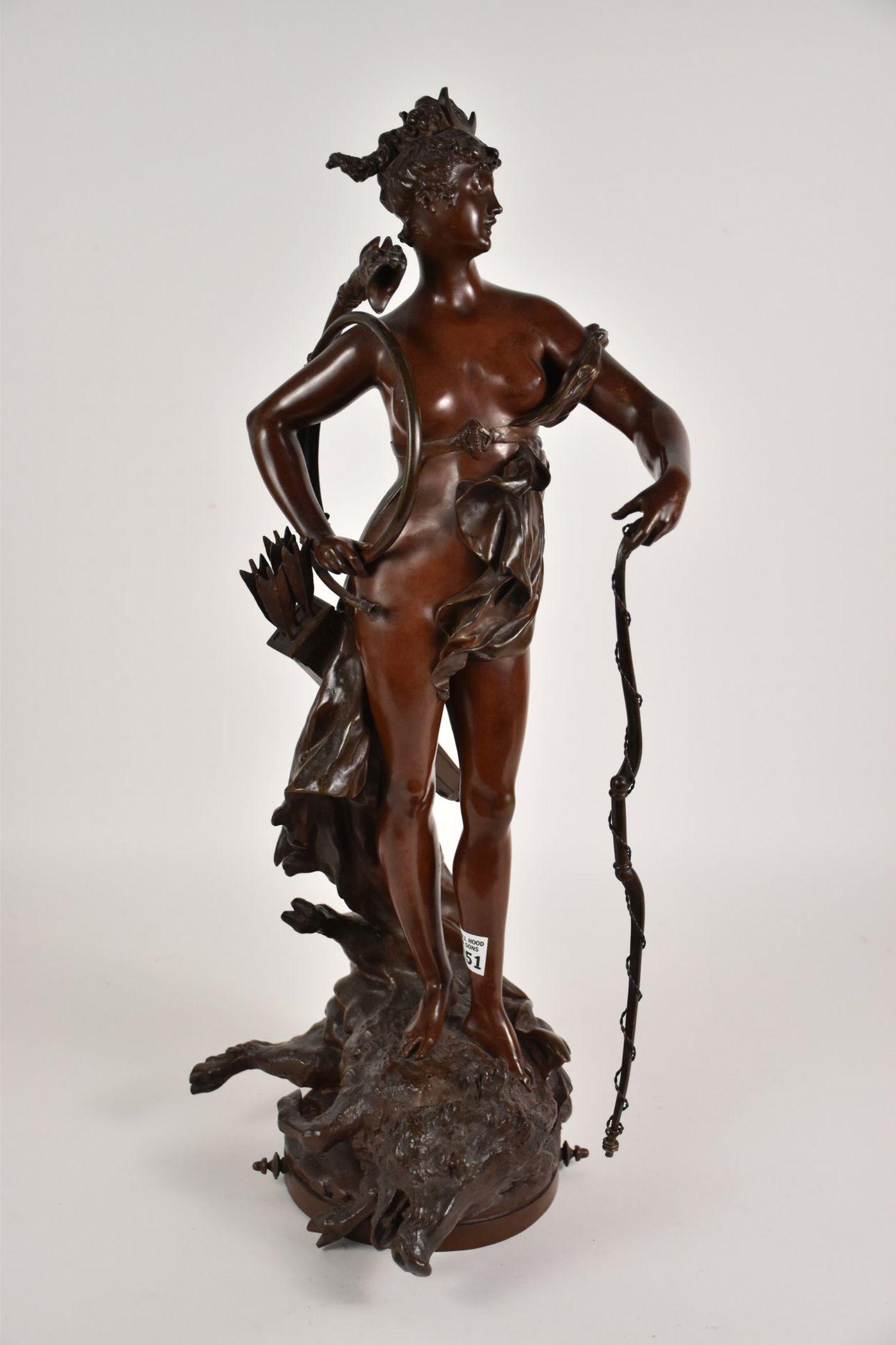 Bronze Sculpture, Female Standing On Her Trophy Boar, (1 of 11)