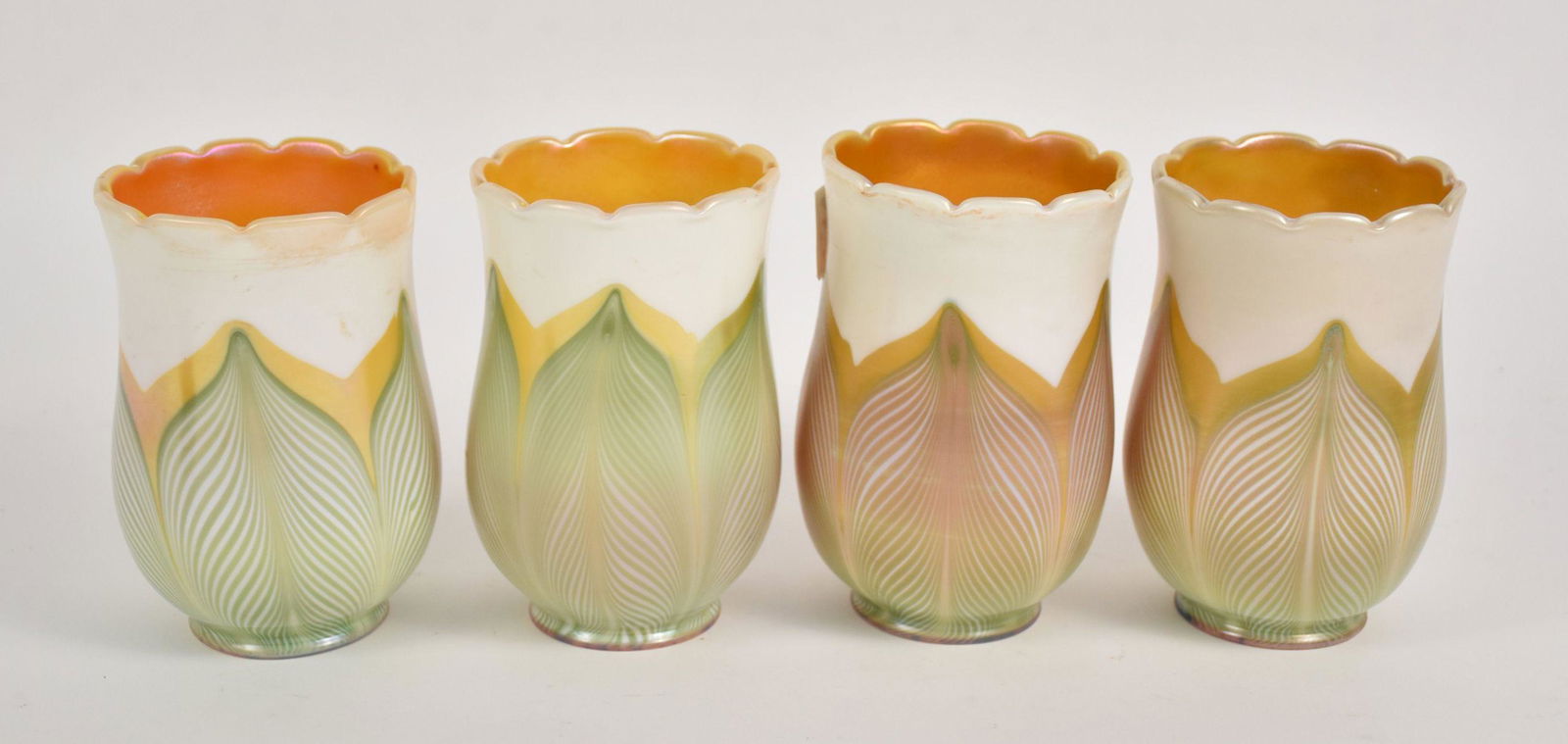 Quezel Glass Shades, Gold, White & Green (1 of 5)