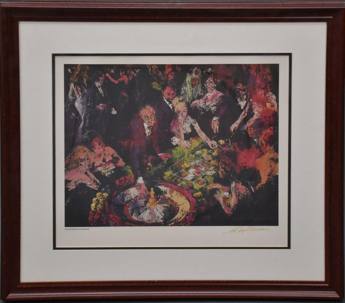 LeRoy Neiman (American, 1921-2012) Print -: LeRoy Neiman (American, 1921-2012) Print - International Roulette Hand Signed lower right. sight size 19-1/2 x 17 inches overall framed size 26 x 29 inches.