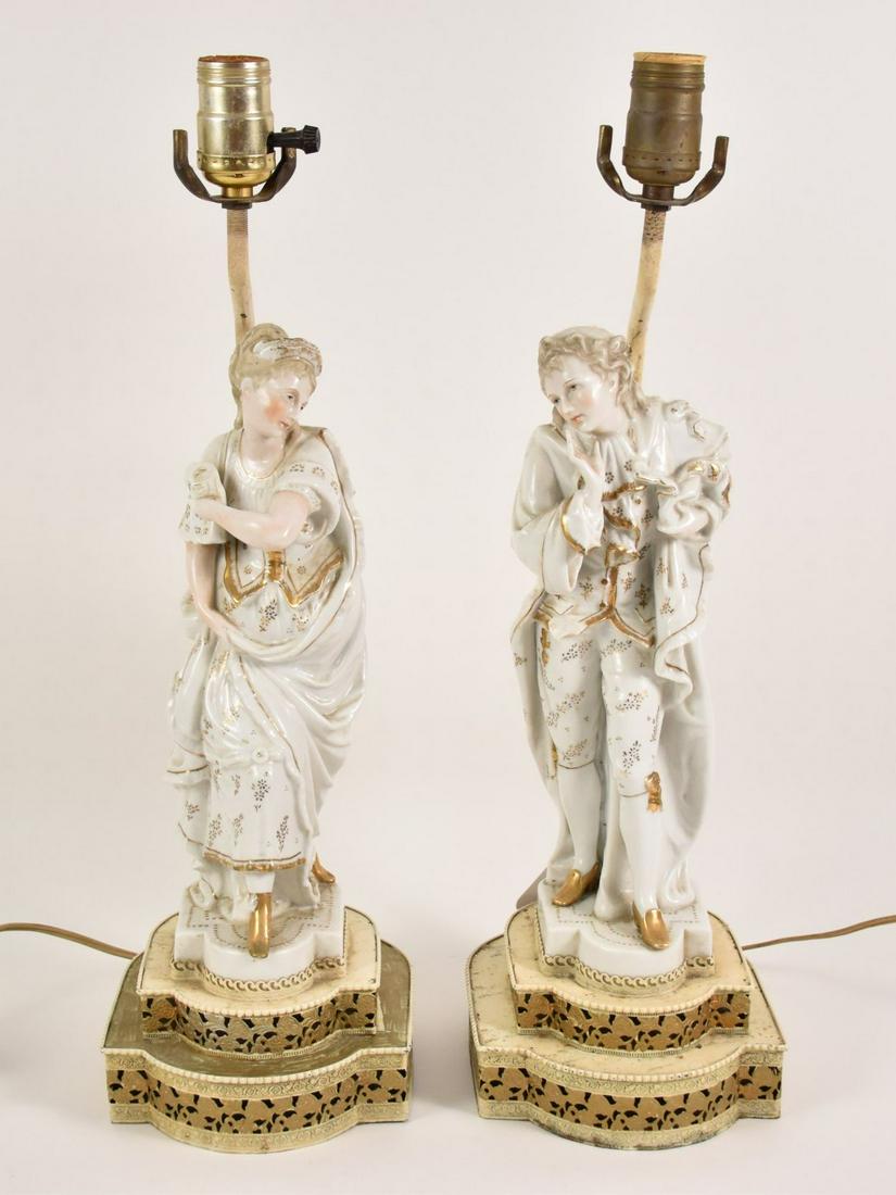 Pair Antique German Porcelain Figures man and woman (1 of 5)