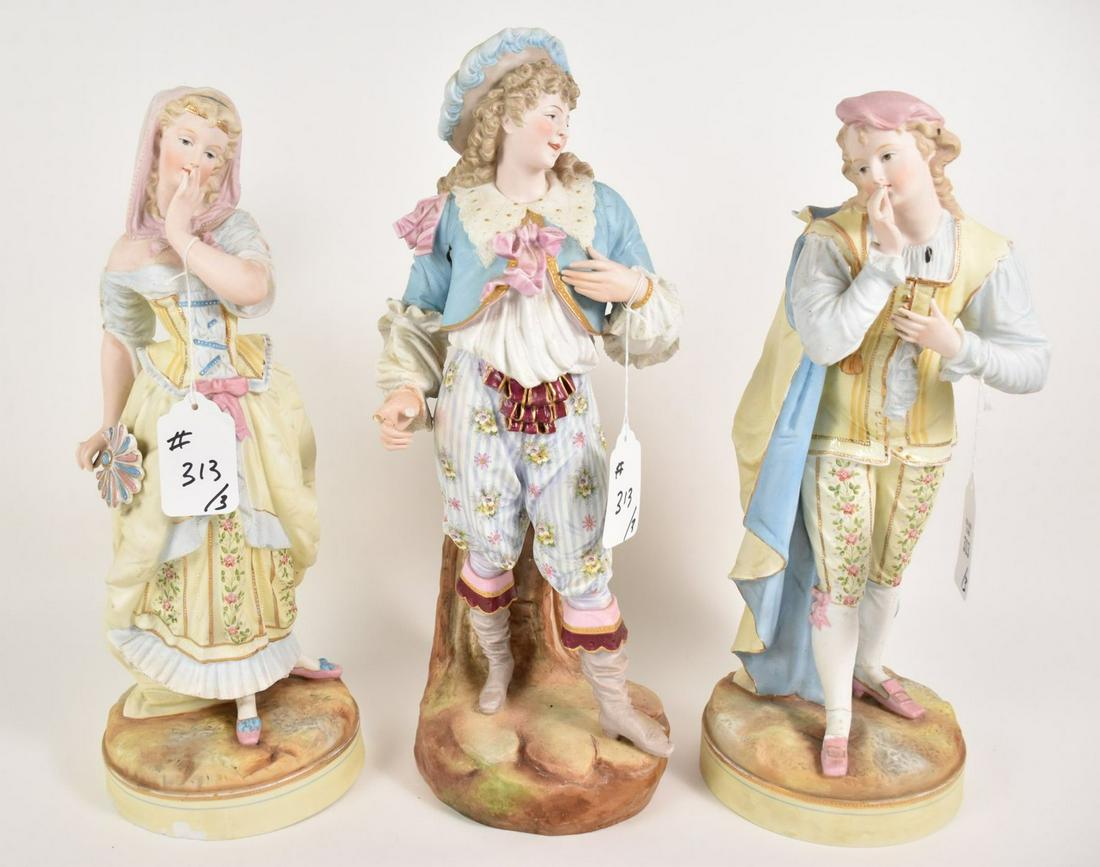 3 Parian Figures 2 Men & 1 Woman. Condition: loses to (1 of 12)