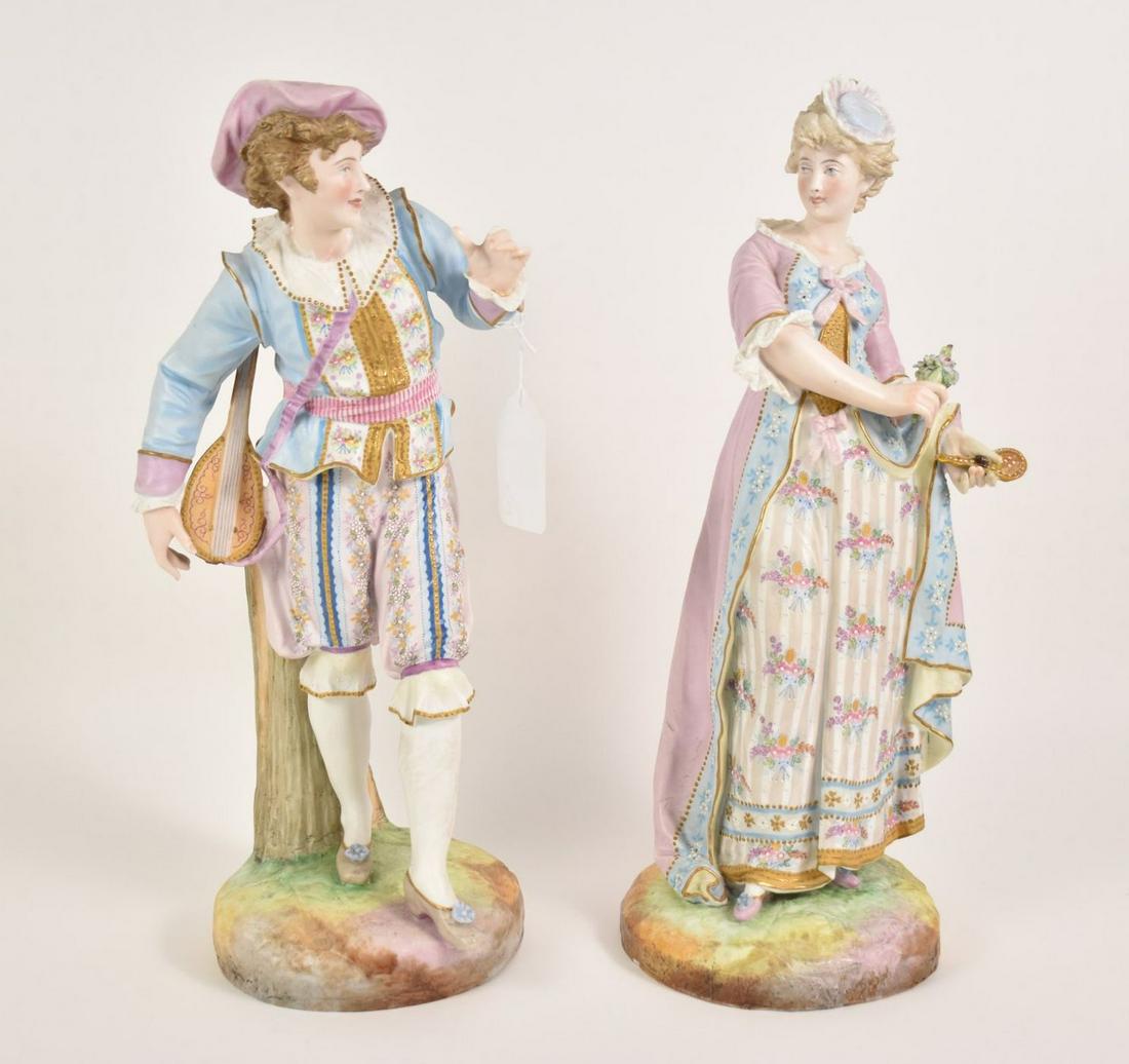 Pair Bisque Hand-painted Figures with anchor mark. (1 of 12)