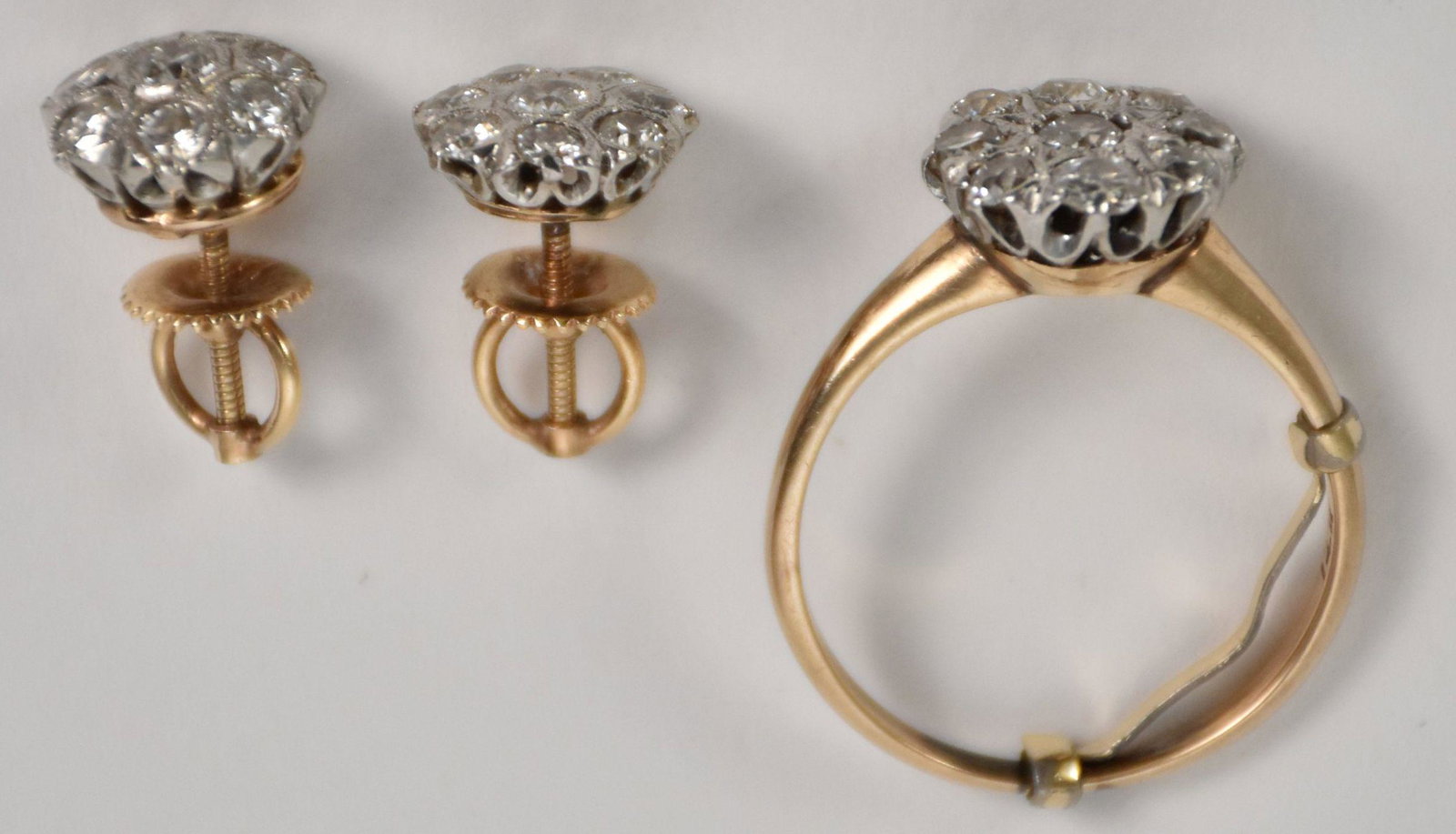 14k White & Yellow Gold and Diamonds floral form ring (1 of 3)