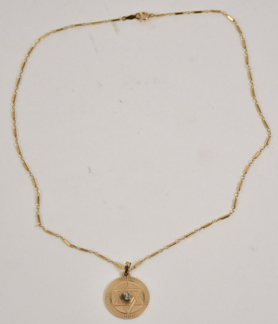 14k Yellow Gold Star Of David Pendant & Chain, 2.8 dwt (1 of 4)