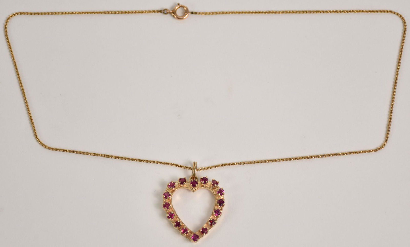 14k Yellow Gold & Ruby Heart Pendant with Chain 16 (1 of 3)