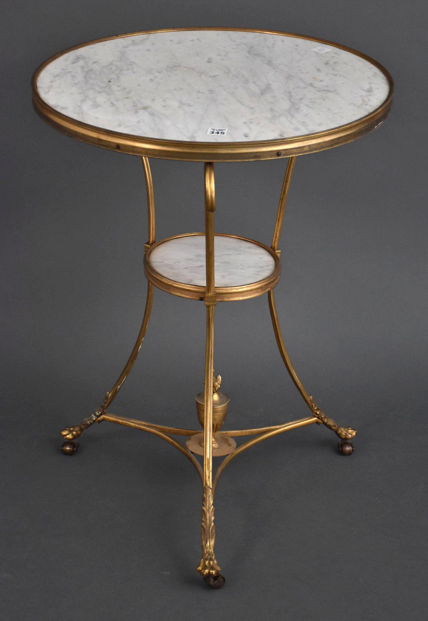 Gueridon Table, Bronze with Marble Top Insert & lower (1 of 6)