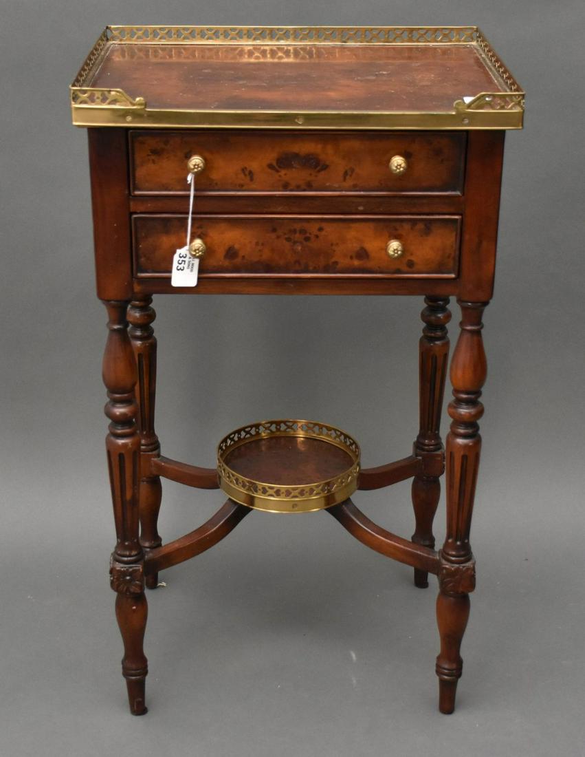 Burled Mahogany Side Table With Reticulated Brass (1 of 6)