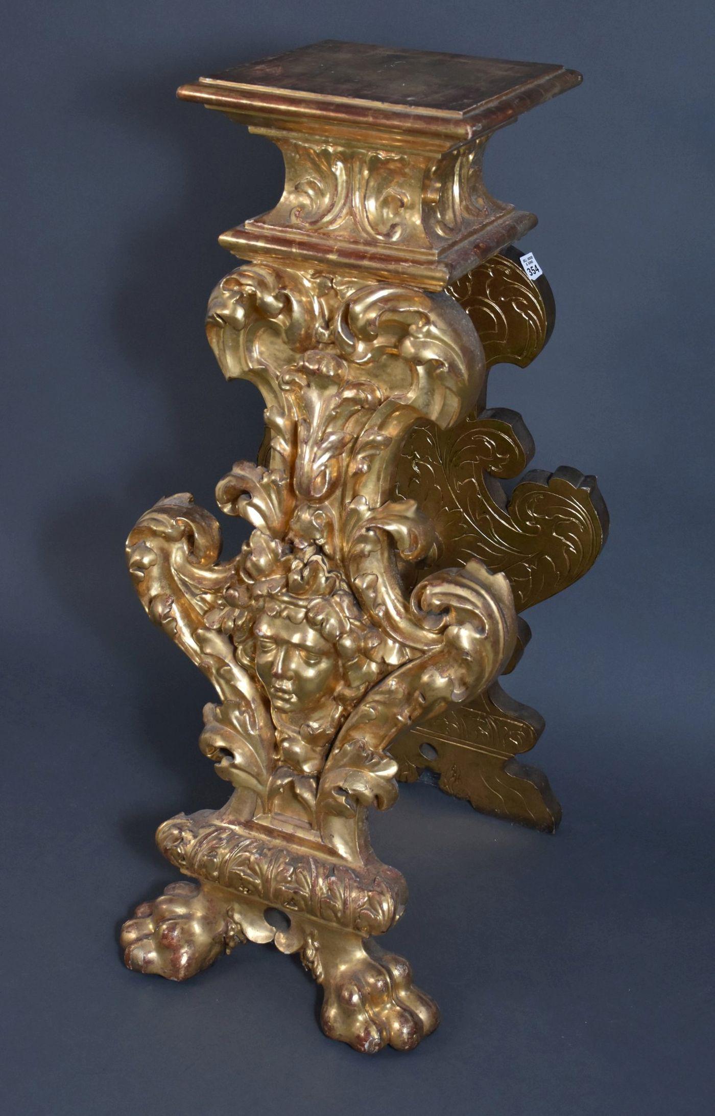 Ornate Gilded Florentine Pedestal with Carved Acanthus (1 of 6)