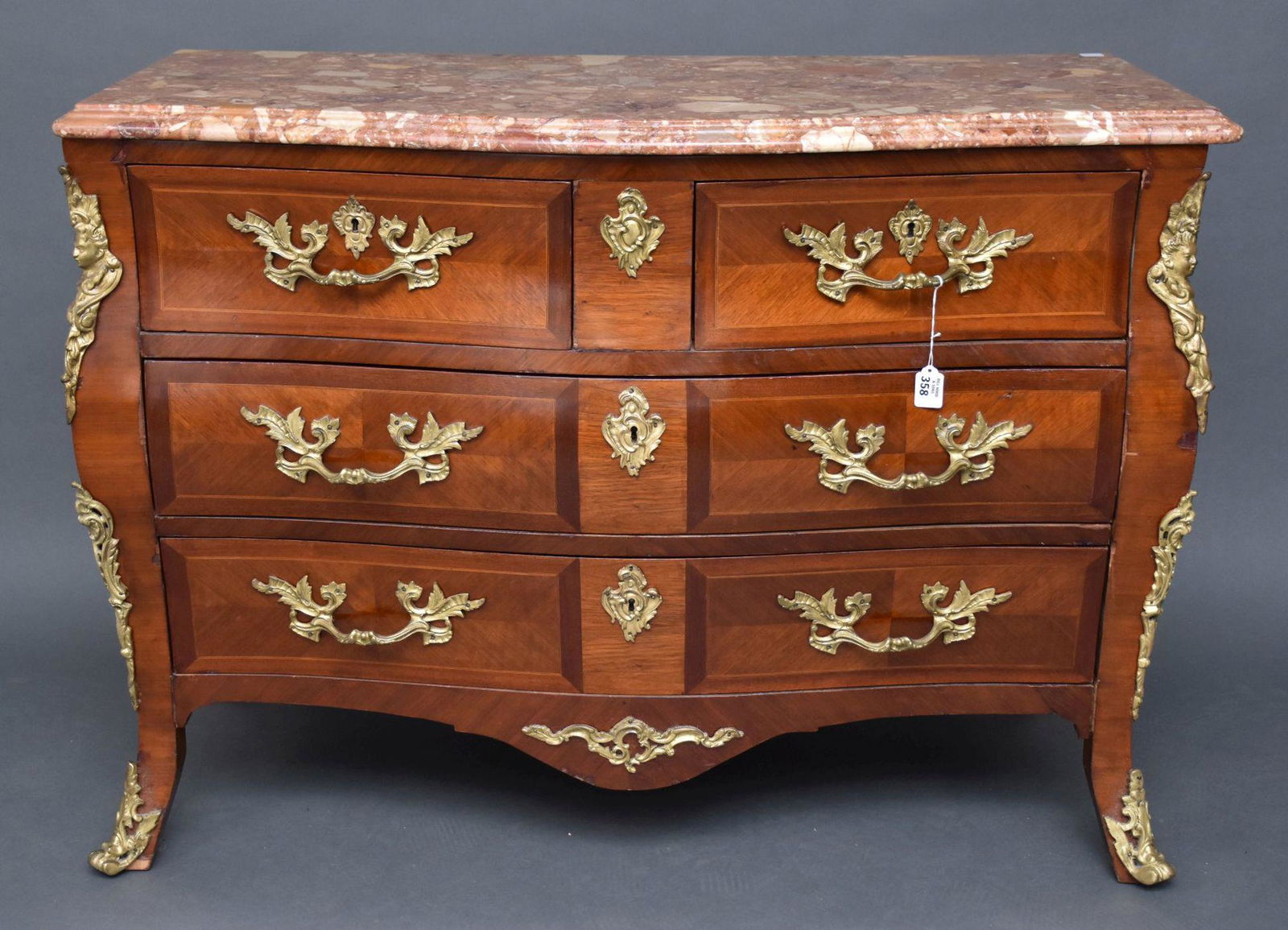 French Chest, 4 Drawers with Gilt Metal Mounts, 33"h x (1 of 8)