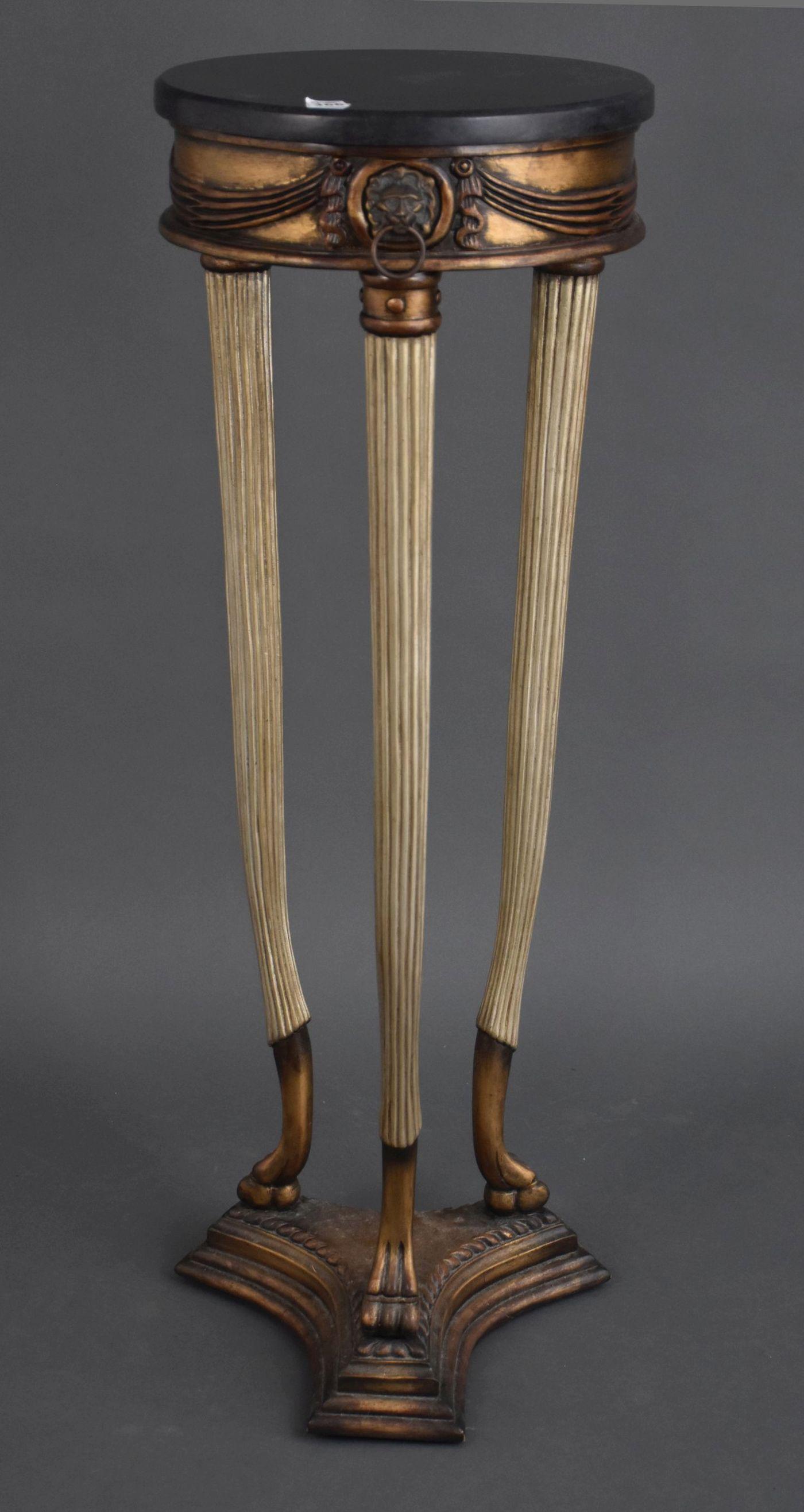 Pedestal, 3 Reeded Columns on Paw Feet Base, Lion Head (1 of 4)