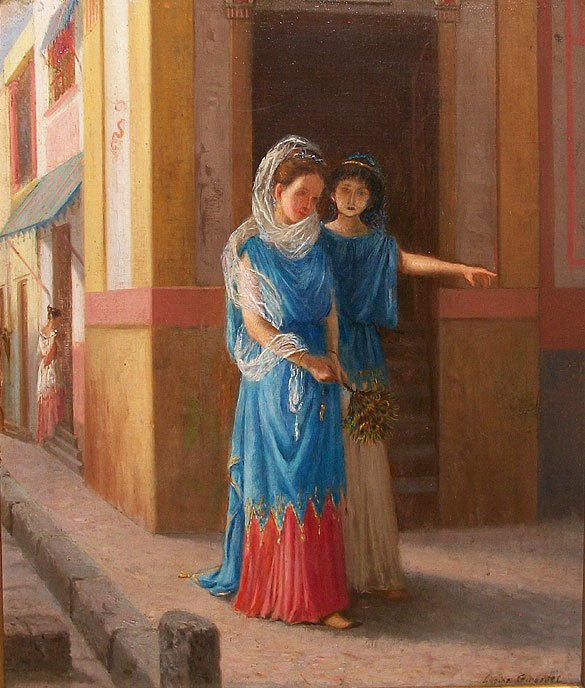 Attributed To Eugène Alexis Girardet FRENCH: Attributed To Eugène Alexis Girardet (FRENCH, 1853-1907) oil on canvas board, "young beauties, signed lower right, 16-1/2"x14-1/4"
