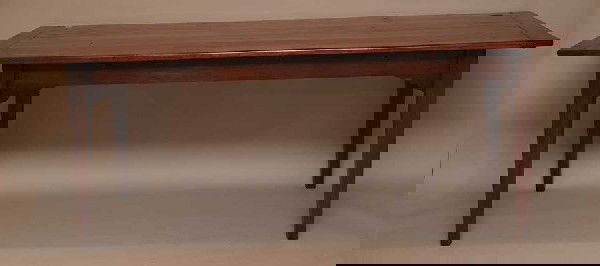 Farm table with bread board ends, one end extends: Farm table with bread board ends, one end extends for serving, 30"h x 81"L x 34"d