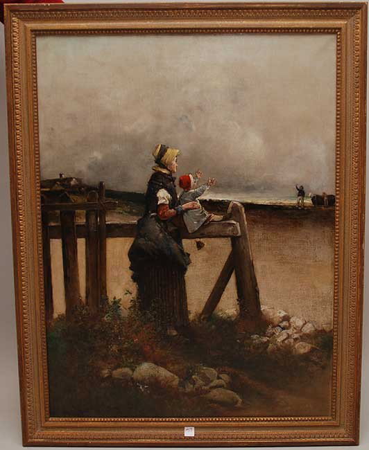 19th Century Continental School oil on canvas, "Far: 19th Century Continental School oil on canvas, "Farewell" oil on canvas, 40"x30"