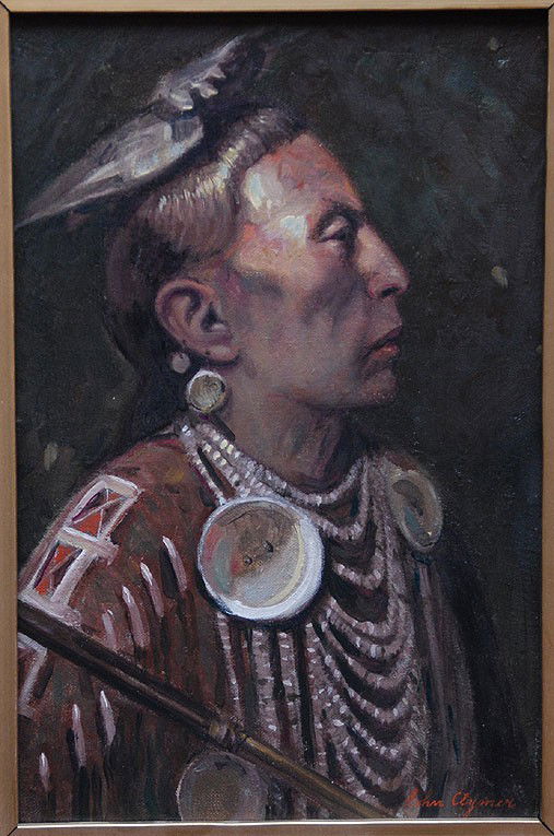 John Ford Clymer Portrait of an Indian: John Ford Clymer (1907 - 1989) oil on canvas, Portrait of an Indian, 12"x8"