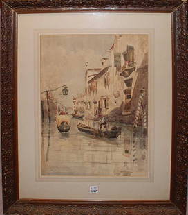 Egisto Massoni (ITALIAN, 1854-1929) Watercolor on: Egisto Massoni (ITALIAN, 1854-1929) Watercolor on Paper, Venice Scene, 21"x14"