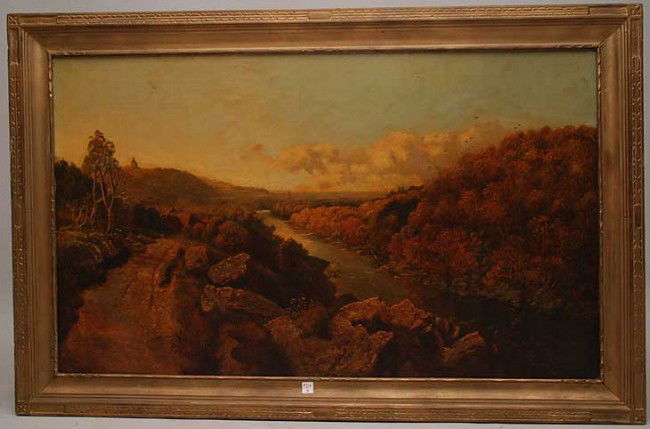 Edmund John Niemann (BRITISH, 1813-1876) oil on c: Edmund John Niemann (BRITISH, 1813-1876) oil on canvas, Landscape, 30"x50"