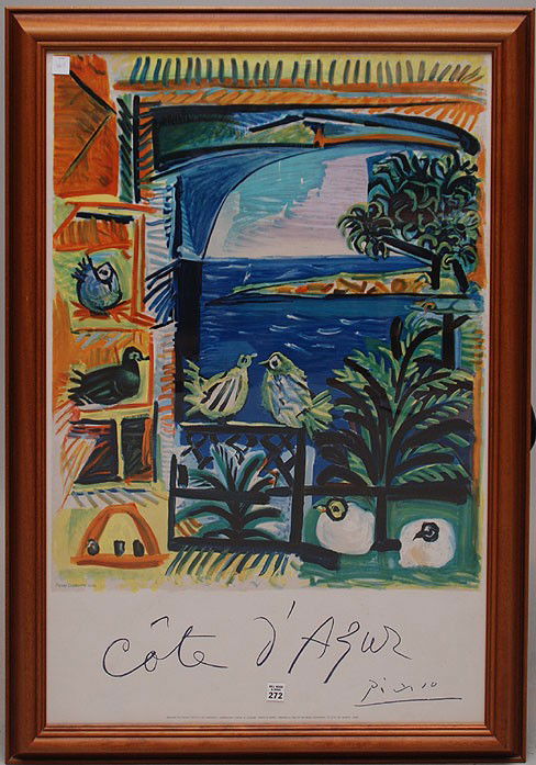 Pablo Picasso (SPANISH, 1881-1973) Henri Deschamps: Pablo Picasso (SPANISH, 1881-1973) Henri Deschamps Lithograph, "Cote d'Azur" 38"x25"
