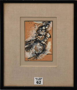 John Harrison Levee (American, 1924-2017) Mixed media: John Harrison Levee (American, 1924-2017) Mixed media on cardboard, 5-1/4 x 3 inches