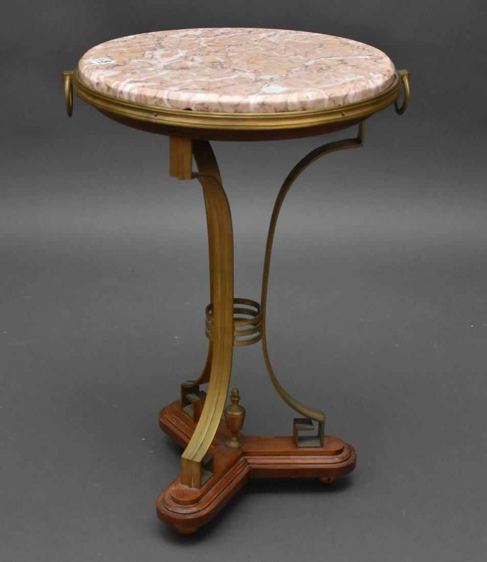 Diminutive Gueridon Table - Pink marble top, 24 7/8" h (1 of 5)