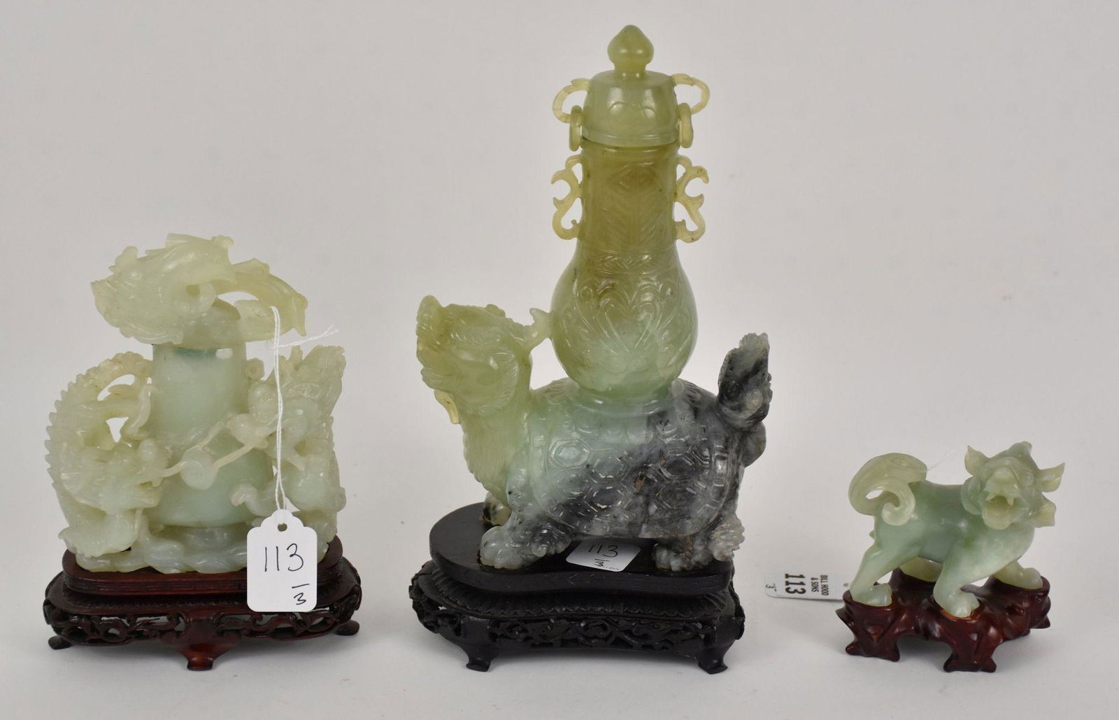 Three Chinese Carved Jade Objects - Grouping of carved (1 of 8)