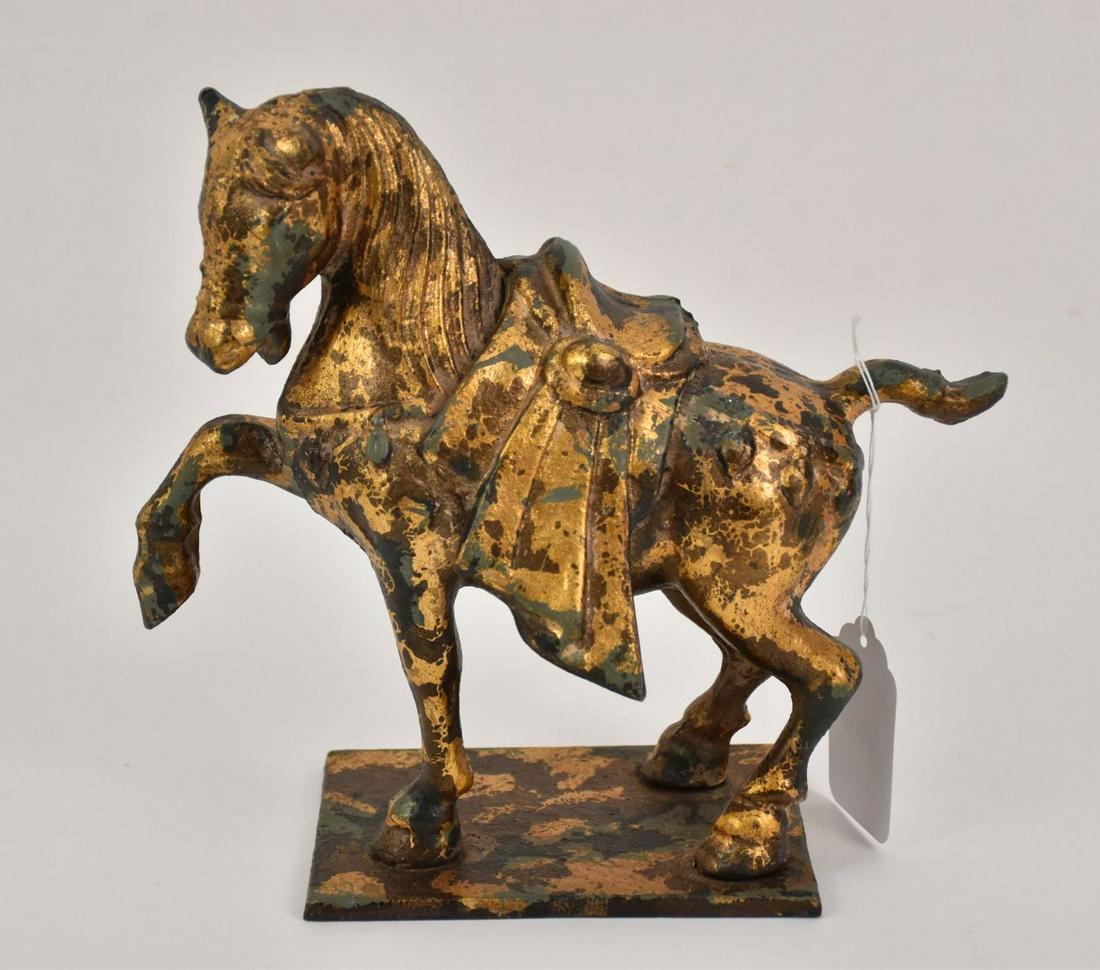 Vintage iron/bronze Chinese horse together with four (1 of 5)