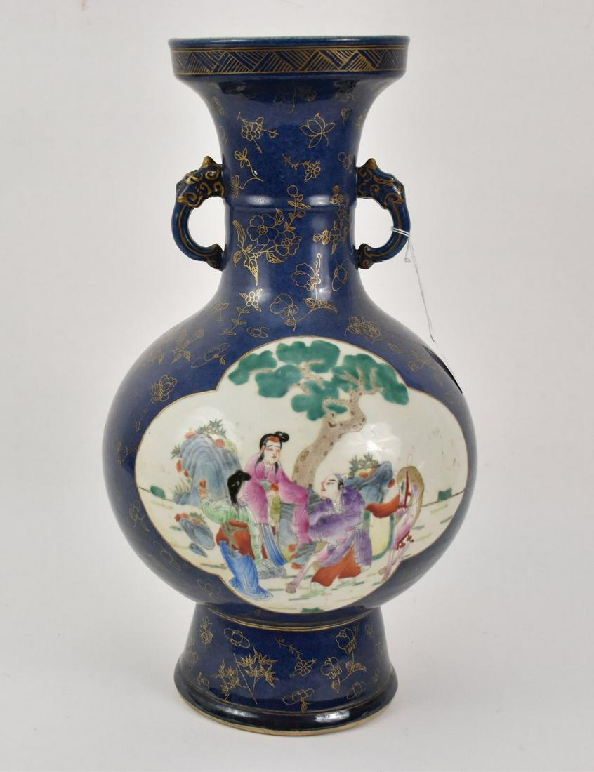 CHINESE PORCELAIN VASE WITH FAMILLE ROSE SCENES - (1 of 8)