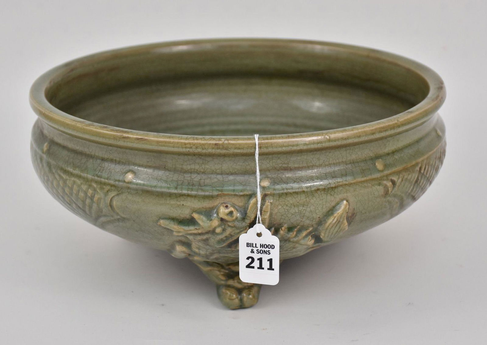 Chinese Celadon Porcelain Footed Bowl - a large open (1 of 6)