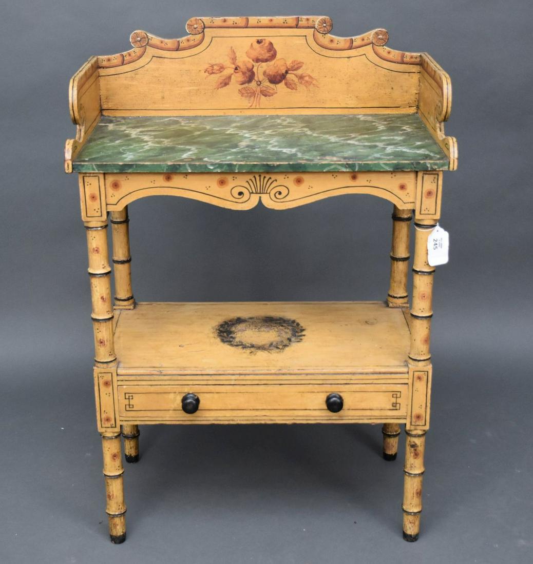 American Decorated Wash Stand, 19th c. Mustard Paint (1 of 4)