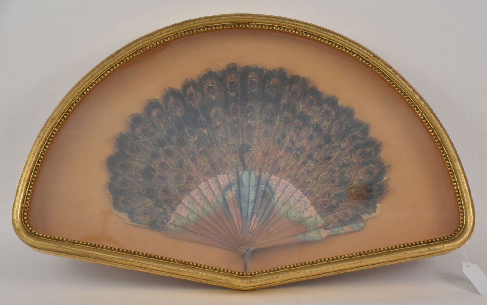 Framed Antique Peacock Fan - A hand-painted paper fan (1 of 9)