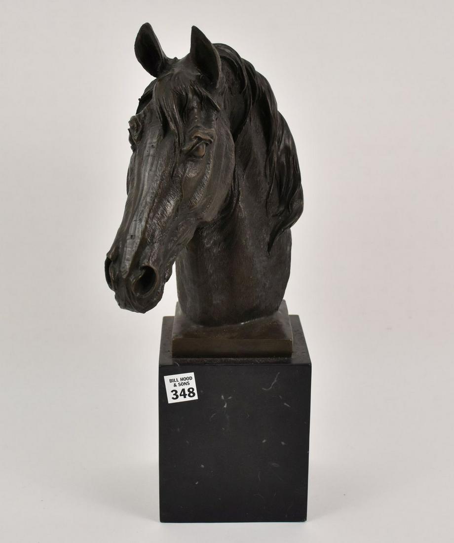 Bronze Horse Head on Black Marble Base, 17"h (1 of 7)